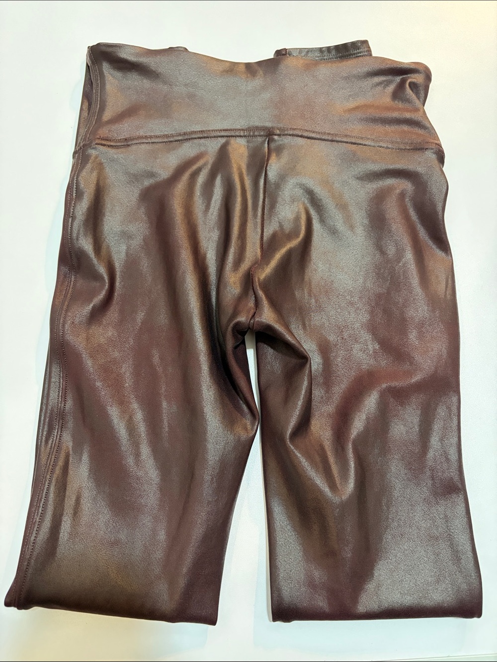 SPANX Burgundy Plum Faux Leather High Rise Leggings Wine - Picture 5 of 5